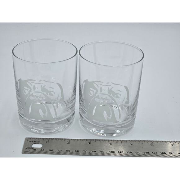 Williams Sonoma English Bulldog Rocks Glasses Set Of 2 - Picture 4 of 7